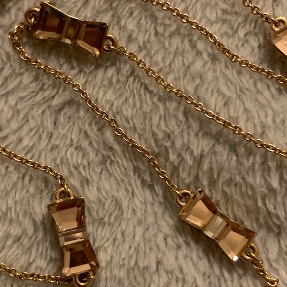 Kate Spade Take a Bow Gold Necklace Pink Crystal - Picture 3 of 7